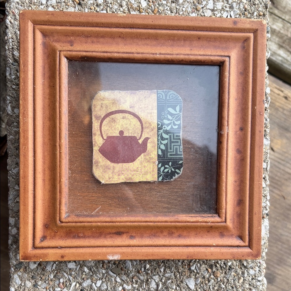 Rustic Brown Wooden Teapot Shadow Box Frame